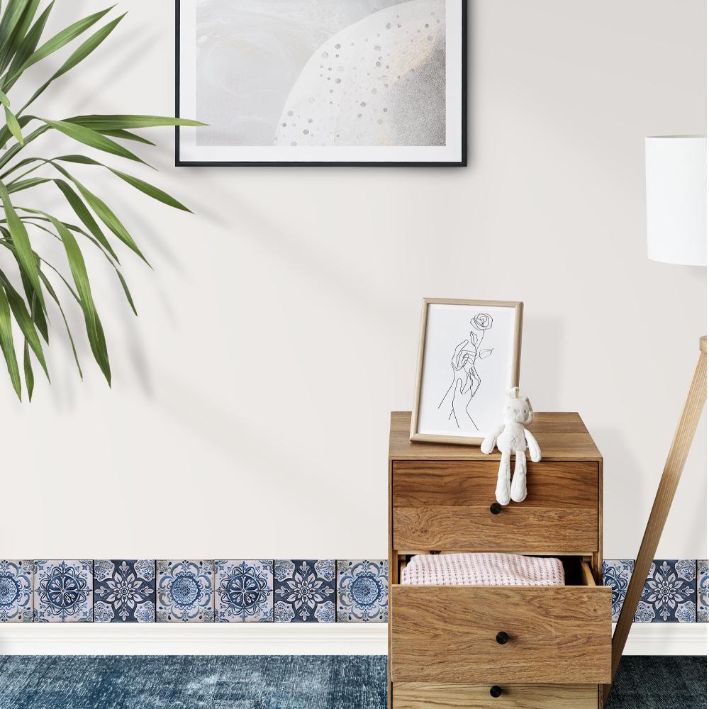 Creative Three-color Patterned Waistline Kitchen Living Room Entrance Hall Background Wall Decoration Stickers