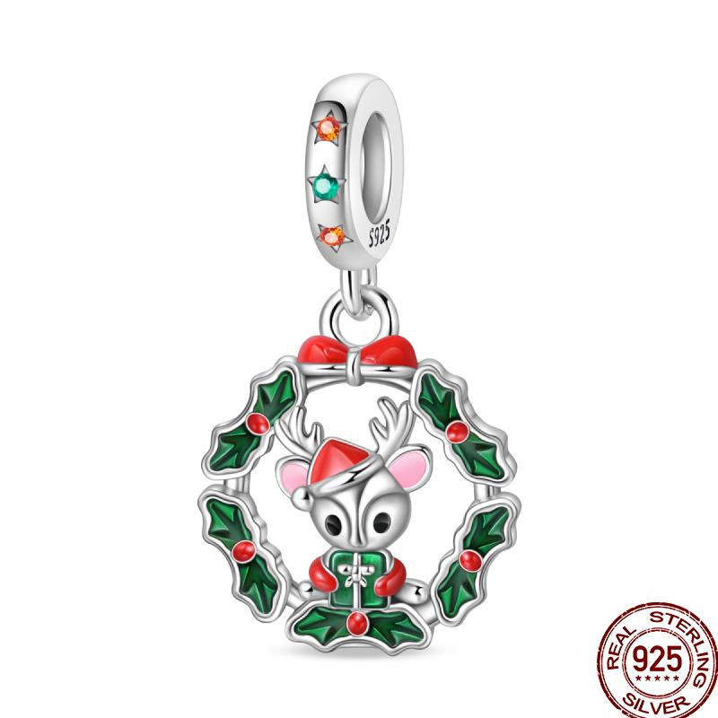 Copper Copper Snowman Gingerbread Santa Claus Ornaments Beads Suitable For 3Mm Original Bracelet Diy Jewelry