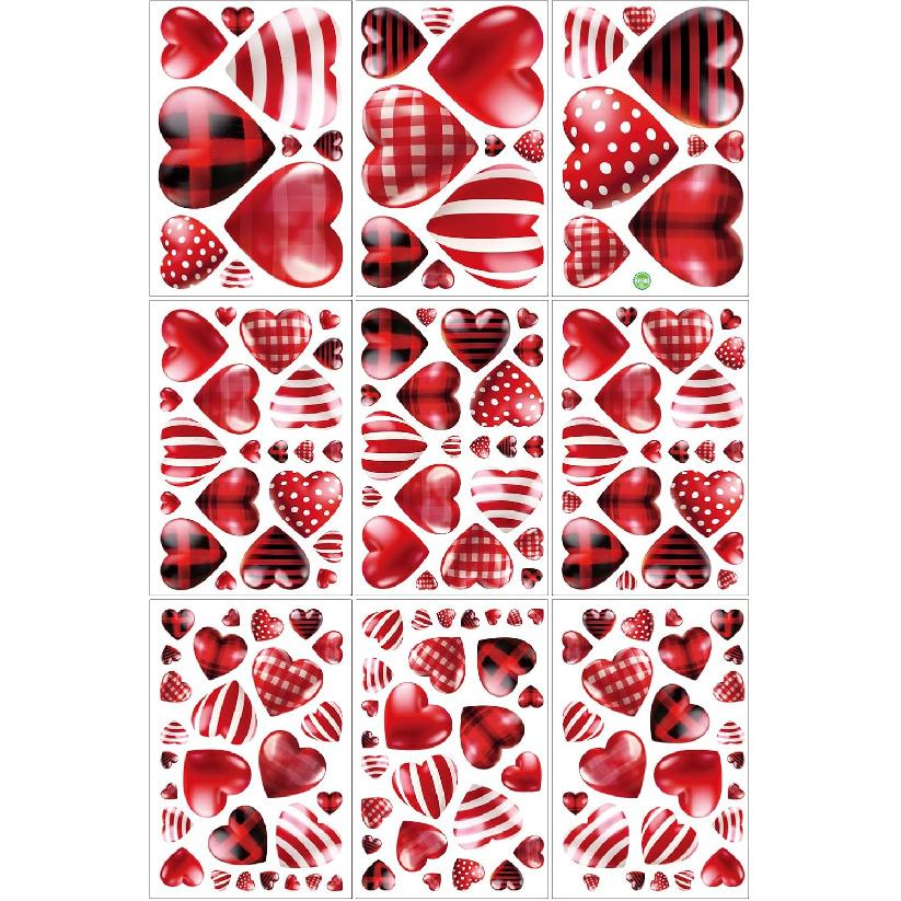 168pcs Valentines Day Window Clings Red Heart Shaped Static Wall Decals Window Stickers Double Sided Visibility Romantic Valentines Day Decorations