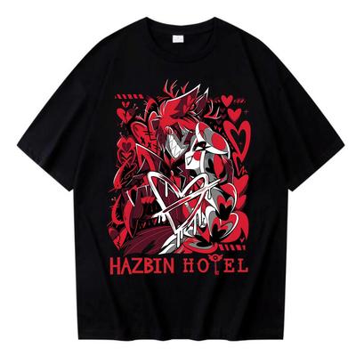 2026 Hazbin Hotel Alastor Angel Dust Estampado Camiseta de Algodón Verano Moda Casual para Hombres y Mujeres Manga Corta Ropa de Pareja