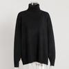 Women's High Neck Sweater Autumn and Winter Casual Open Loose Solid Color Knitted Sweater