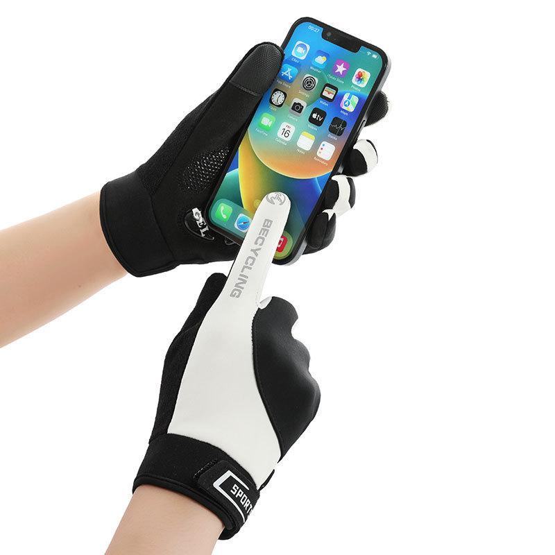 Cycling Gloves In Autumn and Winter Men and Women Outdoor Cycling Touch Screen Non Slip Plus Velvet Windproof Cold Sports Warm Gloves