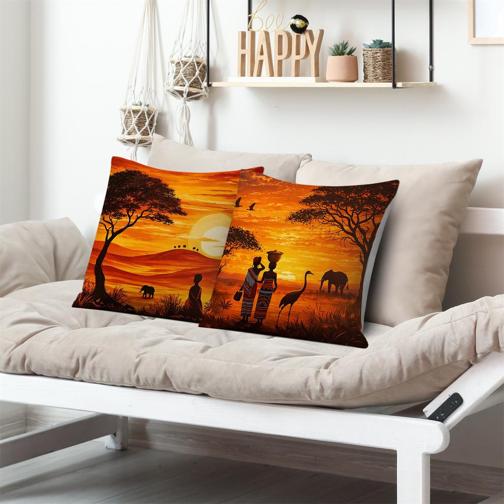 Shadows Of African Grassland Animals Printing Pillow Cover Short Plush Suitable Living Rooms Bedrooms Sofas Throw Cushion Cover