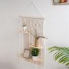 Macrames Wall Shelf 3 Tiers Tassels Shelves for Wall Tapestry Hangings Shelves Cotton Rope Organizers Indoor Plant Decors