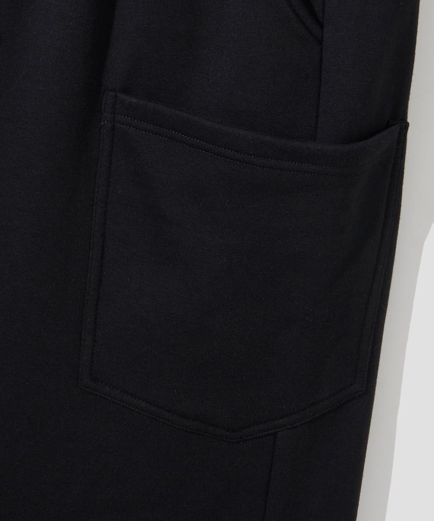 AGOD (Fleece-Lined) Side Big Pocket Wide Sweatpants [Black]