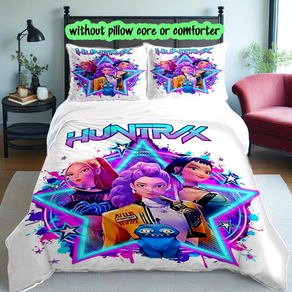 Kpop Duvet Cover Set - 3pcs Polyester Bedding Set with Digital Print, 1 Comforter Cover & 2 Pillow Shams