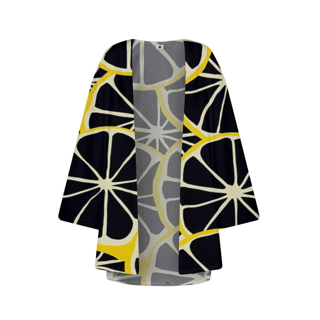 Women's Fashion Printed Seven-Part Sleeve Cardigan Loose Blouse Casual Blouse Top