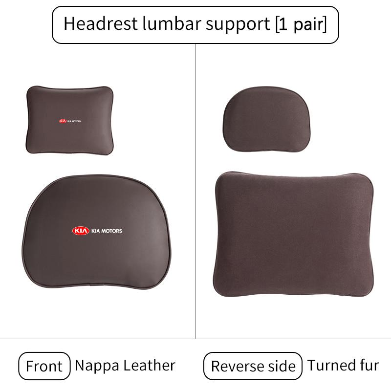 For KIA Car Leather Headrest Neck Support Seat Waist Cushion Pillow Auto Accessories Sorento Stinger Soul Spectra Niro Cadenza Nvhs30