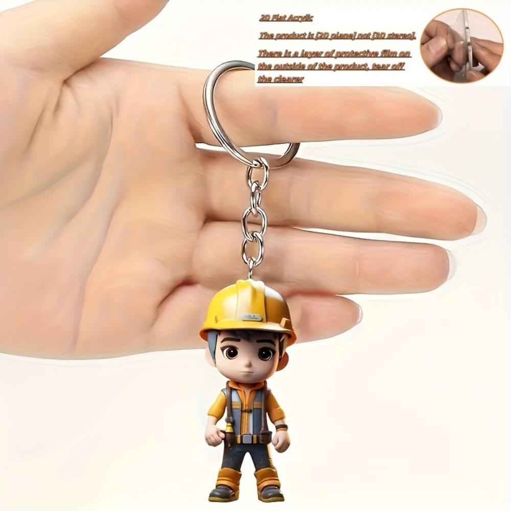 Cute Engineer, 2D Flat Acrylic, Pendant, Suitable for Backpack, Keychain, Gifts, Christmas, Halloween