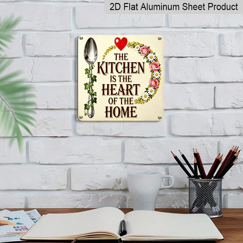 2D Flat -1pc, Outdoor Plaque & Wall Decor, "The Kitchen Is The Heart of The Home" Sign, Dining Room Wall Art, Cottage Decor, Cozy Country Style