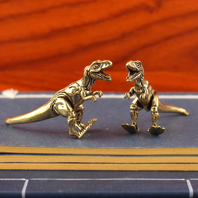 Brass Tyrannosaurus Rex Statue - Realistic Dinosaur Sculpture for Office Desk Decor, Tea Pet, Dinosaur Collector's Gift