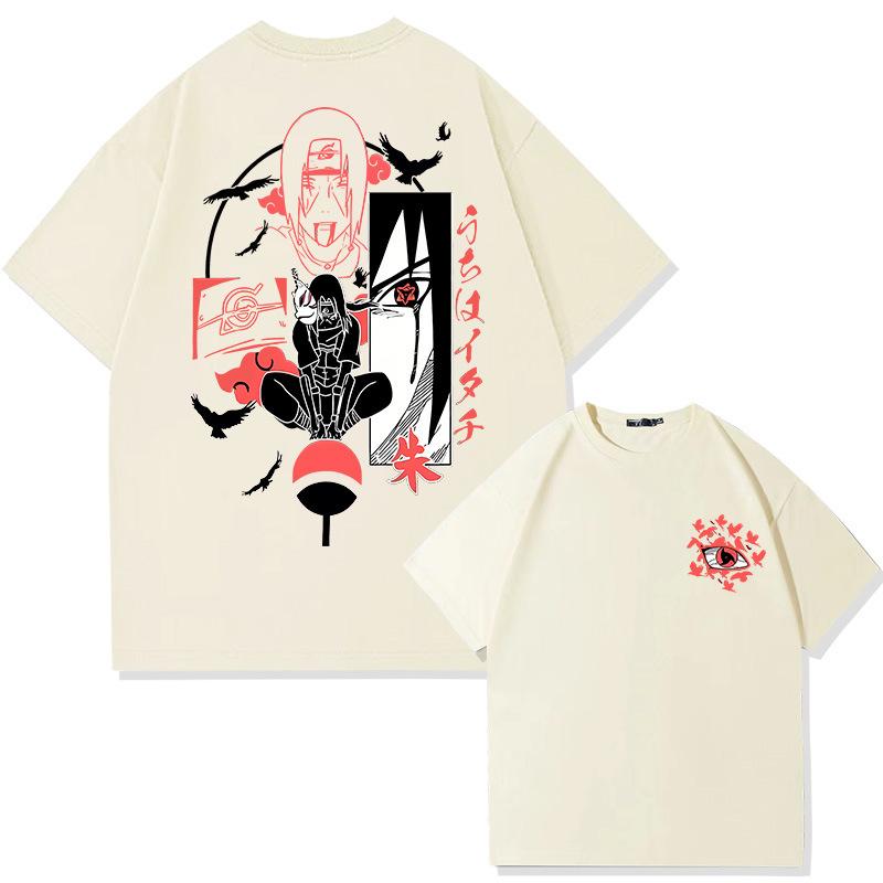 Japonské Naruto Anime 100% bavlna tričko s kulatým výstřihem krátký rukáv móda teenager krátký rukáv léto pánské streetové ležérní topy