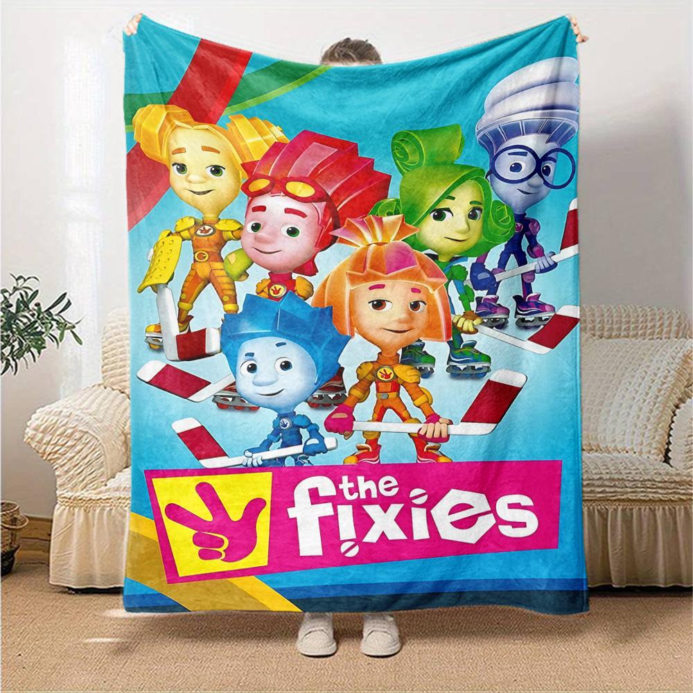 Colorful Fixies Cartoon Characters Flannel Blanket Super Soft Warm Cozy Blanket for Sofa Bed Office Travel All‑Season Home Decor Gift