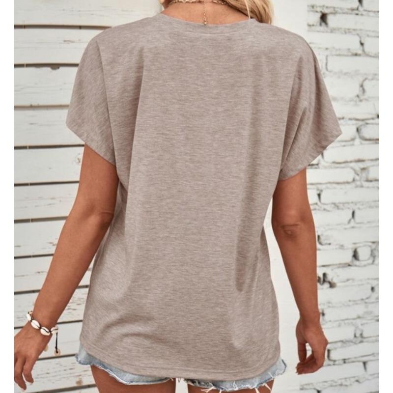 Spring Summer Women's Top Solid Color Twisted Buckle Fashion Short Sleeve T-shirt for Women Shirt