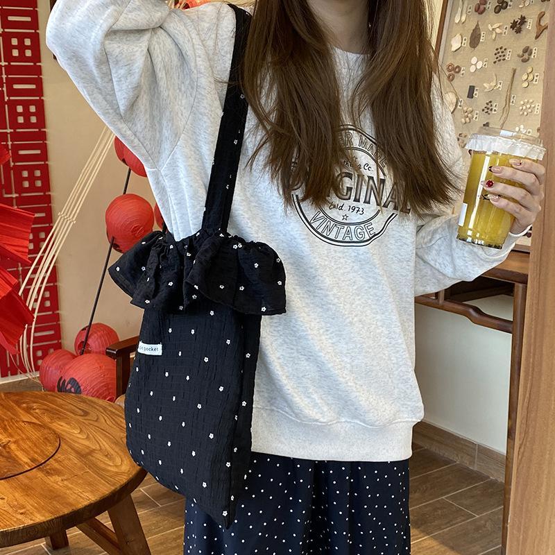 Wave Point All-match Chiffon Women Tote Bag Large Capacity Korean Style Mesh Handbag for Work Commuting