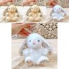 Rabbit Sitting Plush Keychain With Embroidered Flowers For Cute Collectible Gift