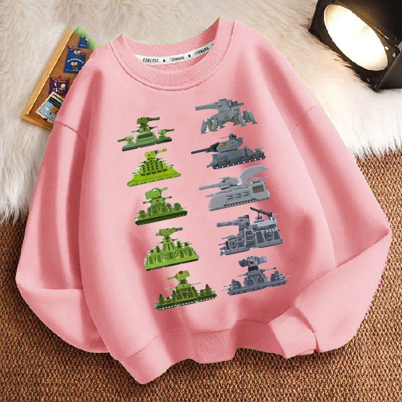 Children's Fashion Tank Sweatshirt for Autumn and Winter, Loose Long-sleeved Sweatshirts for Boys and Girls