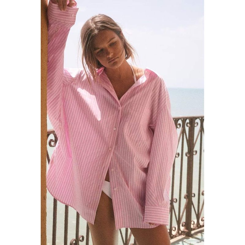 ZA Autumn New Women's Clothing ZR Fashion Wind Export Fashion Stripes Lapel Long Sleeves Shirt 2020458