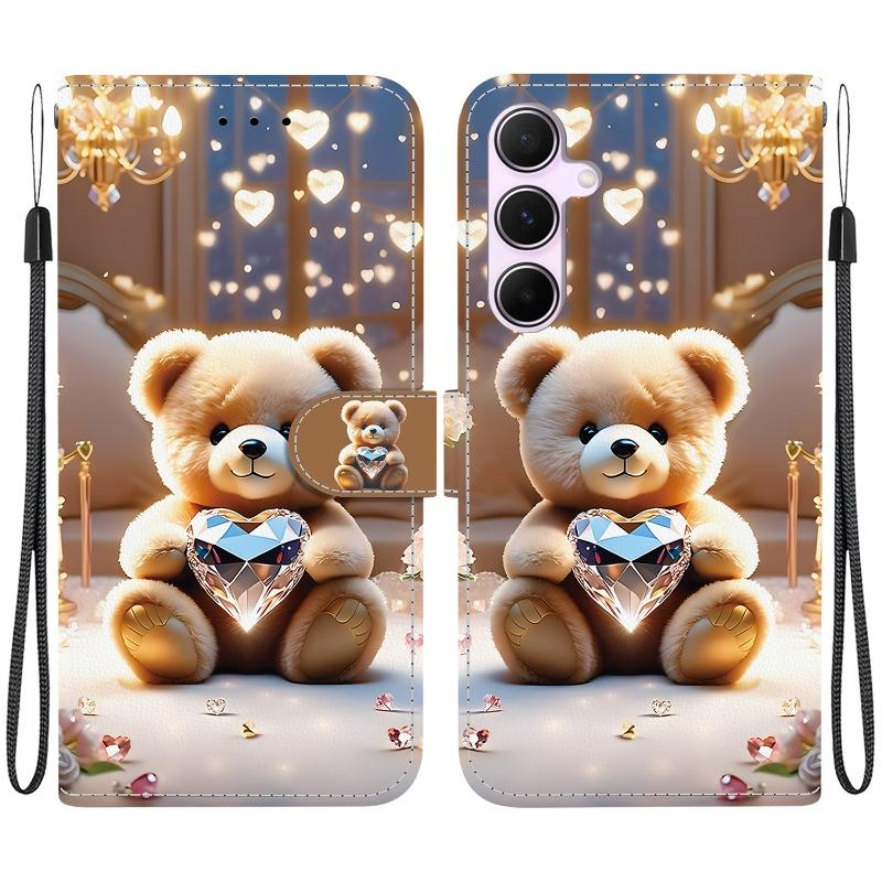 Animal Case Lion Panda Leather Phone Cover For Samsung Galaxy A25 A05 A15 4G A35 A55 5G Wallet Flip Card Magnetic Protect Cases