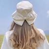 Vielseitiger Eimerhut Damen Frühling und Herbst Reine Baumwolle Hinten geteilte Schleife Mode Lässig Sonnenschutz Sonnenhut Koreanische Version Hut Damen