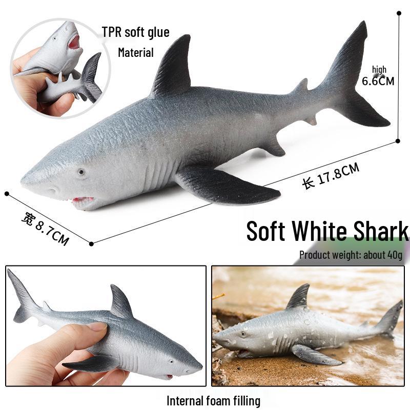 Kids' Marine Animal Model Stress Relief Toy Set: Pufferfish, Octopus, Crab, Shark, Dunkleosteus