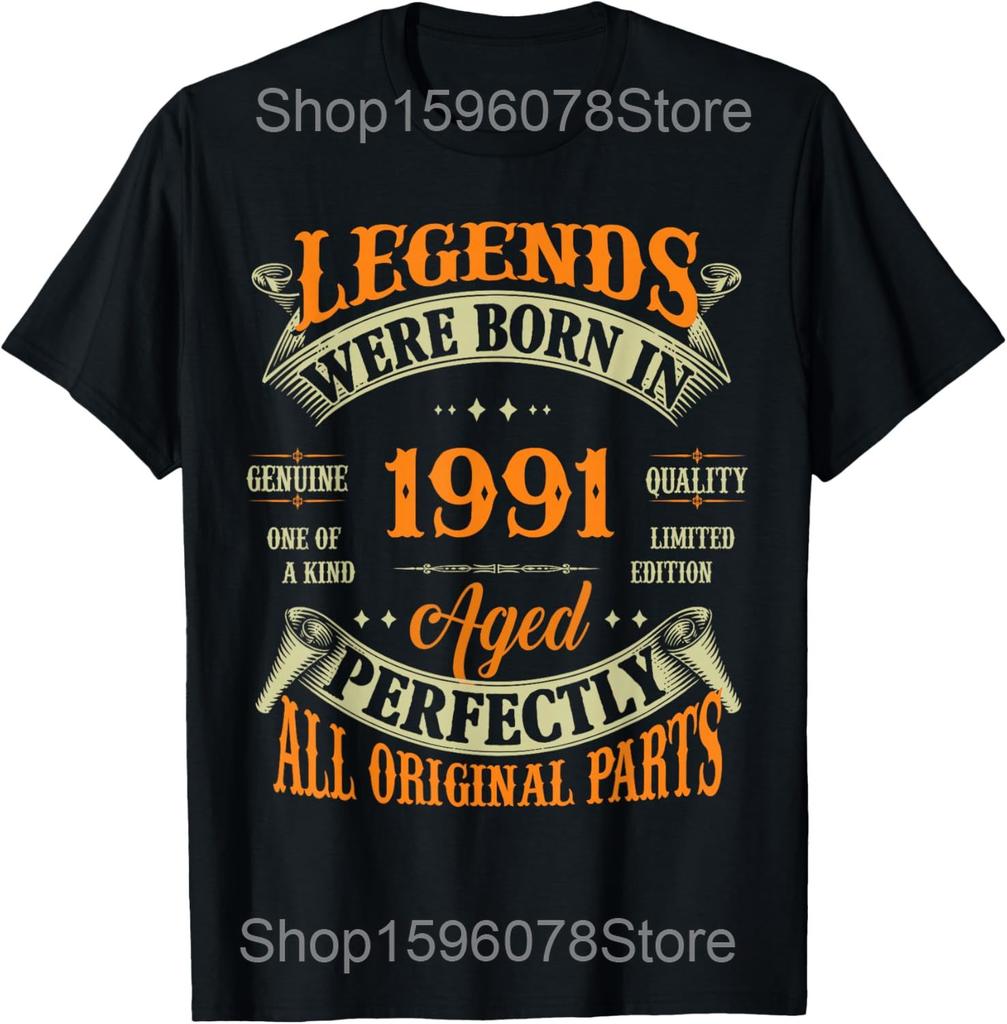 Vintage 1991 Limited Edition 34th Birthday Gifts 34 Year Old T Shirt Men Streetwear Tee Shirt Short Sleeve Unisex Loose Clothing