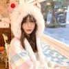 Cute Cat Ears Bow Plush Hat Women's Plush Warm and Cold Sweet Versatile Ear Protector Lei Feng Hat