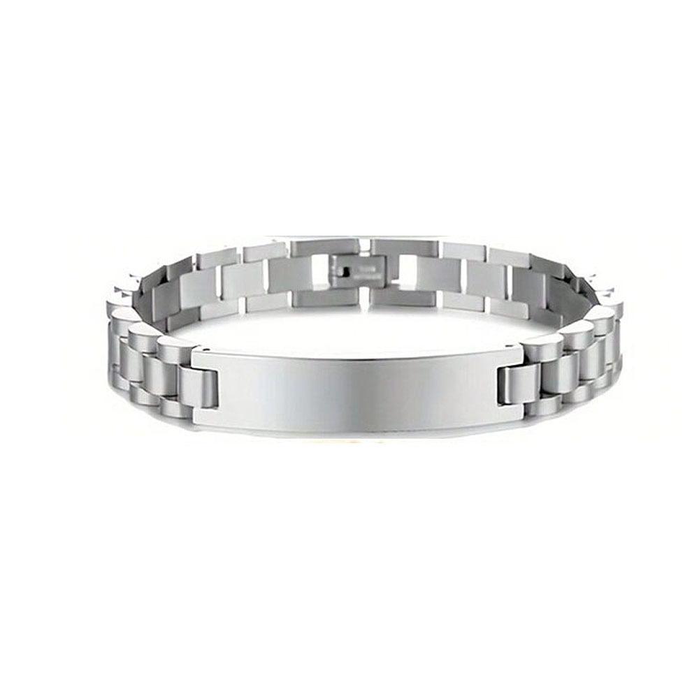 Custom 10mm Stainless Steel Curved Bar Bracelet for Couples Titanium Steel Watch Band Laser Engraved Fashion Jewelry