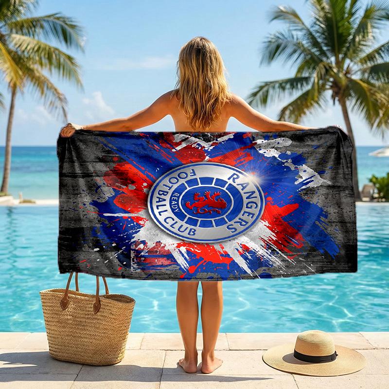 Rangers FC Aufdruck Schnelltrocknendes Strandtuch Mikrofaser Saugfähig Tragbar Reise Schwimmtuch