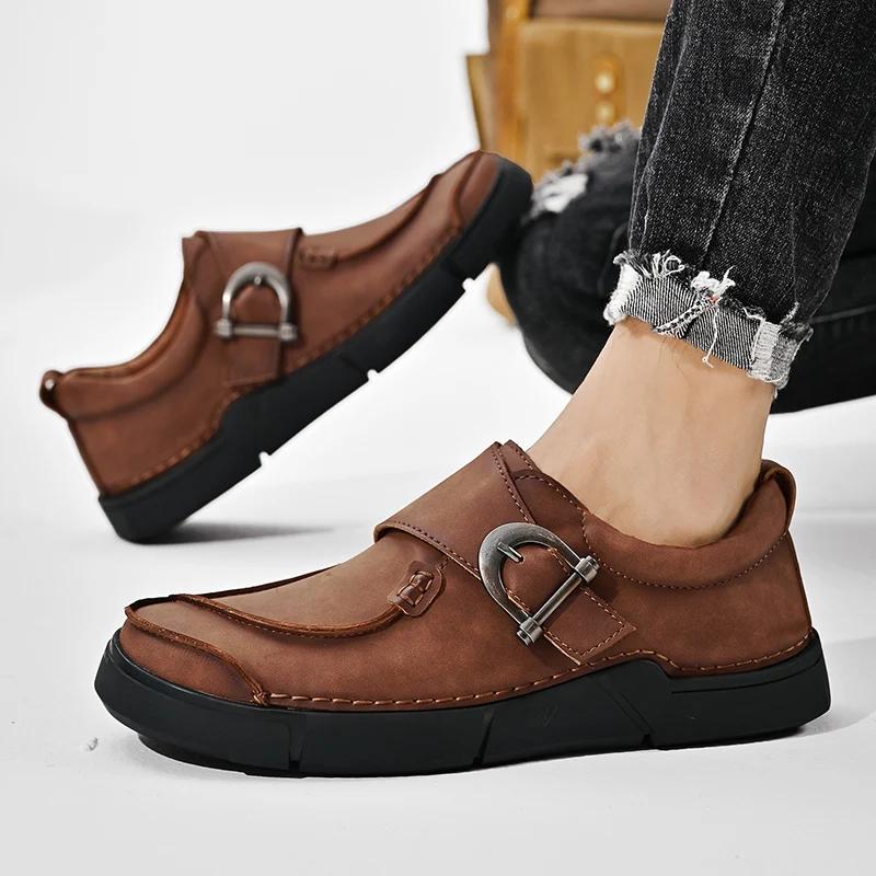 Fashion Fashion men shoes outdoor British Style Men Causal Shoe Genuine Leather Men Shoes High Quality men Shoes Zapatos Hombre