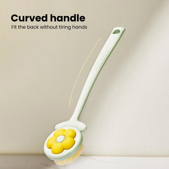 Bath Brush Flower Shape Soft Bristle Long Handle Non-Slip Grip Cleaning Brush Gentle Skin Cleaning SPA Bath Tool Bathroom Accessory