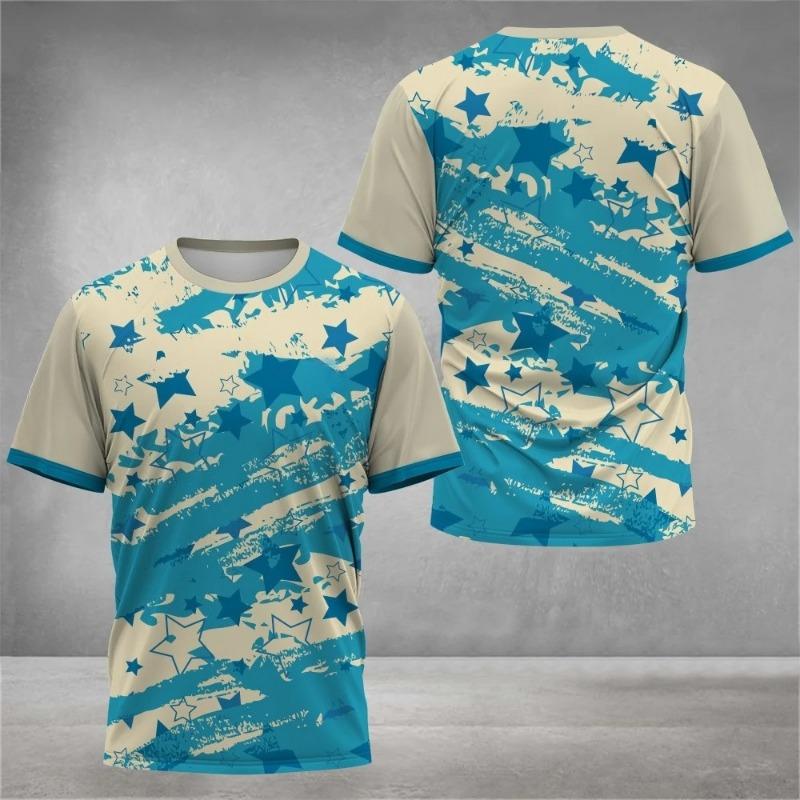 2026 Men's T-Shirts Crew Neck Short Sleeve Colourful Print Tennis Running T-Shirt Casual Comforts Outdoor Sportswear Tops