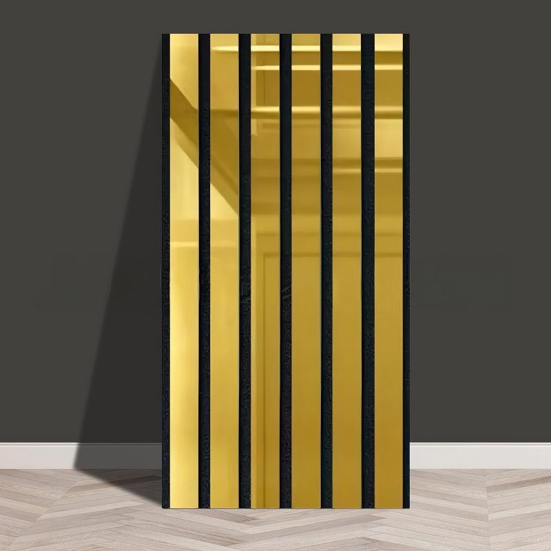 3D Self Adhesive Metal Grille Wall Sticker Wallpaper Glossy Fluted Panel for Living Room TV Background, Bedroom Accent Wall Decor