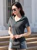 Women's Slim Fit Hooded Short Sleeve Zipper T-shirt - New Korean Style 2026, Solid Color Fashionable Top