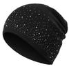 Damen Lässige Winter Herbst Mütze Stilvolle & Glänzende Strass-Dekoration Damen Beanie Outdoor Streetwear Strickmütze