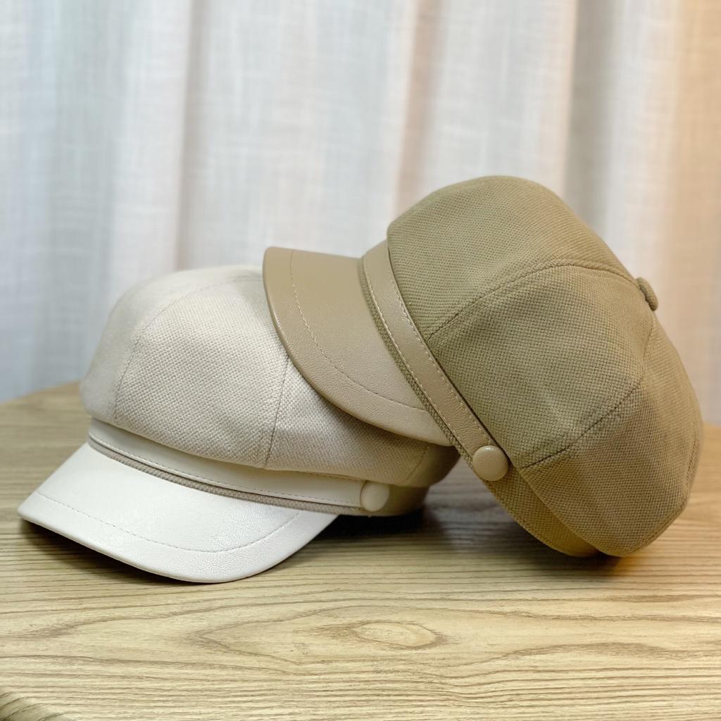 Autumn and Winter Duck billed Hat for Women Japanese Casual Retro Painter's Hat Beret Showing Face Little British All Match Octagonal Hat