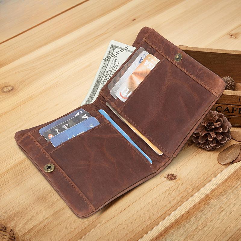 

Кошелек Мужской Высококлассный Ретро Мужская Сумка с Множеством Отделений на Молнии Кошелек из Натуральной Кожи красный/кофейный