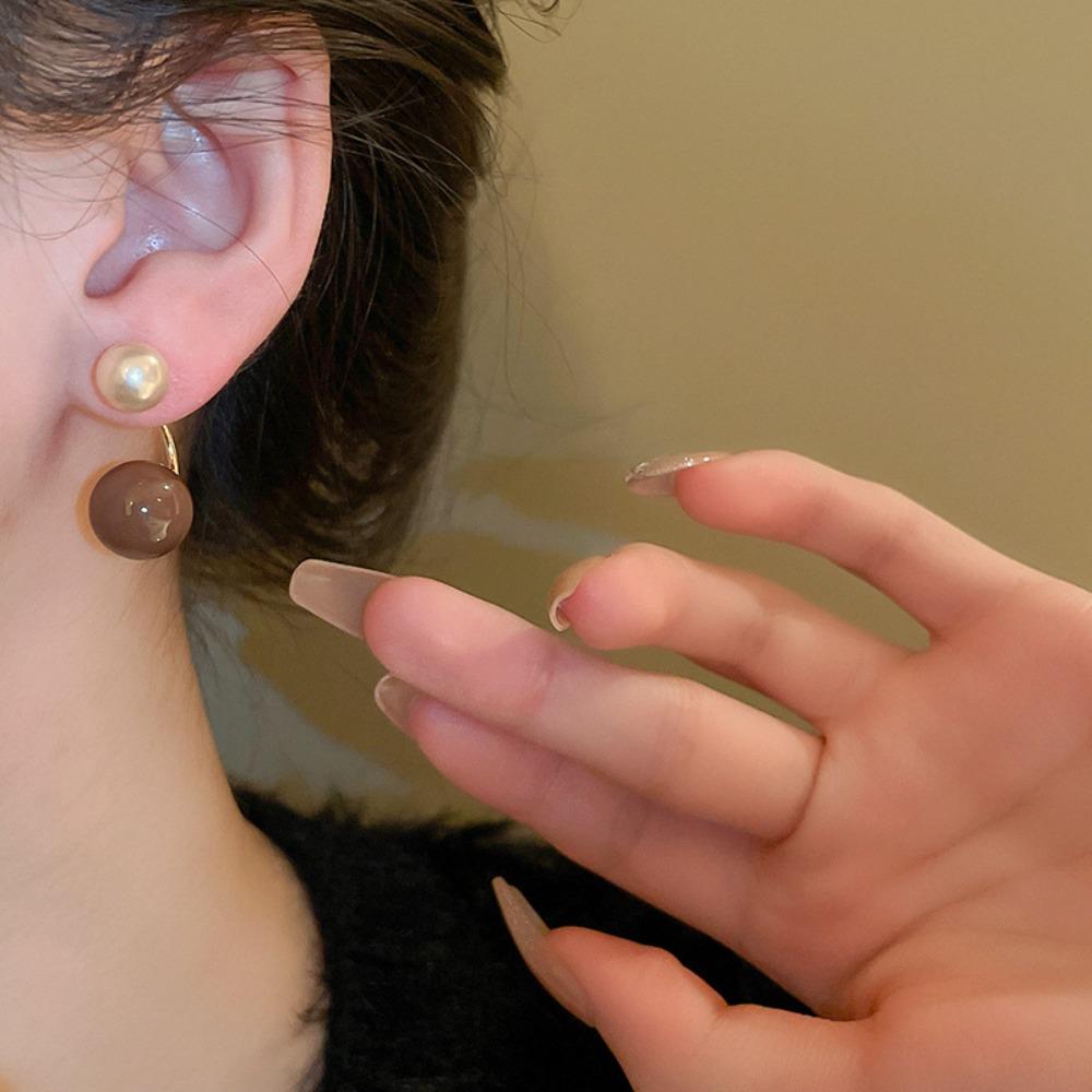 

Ear Studs Pearl Earrings Coffee Color Pearl Drop Earrings Pearl Ear Pendant Lady/Girls