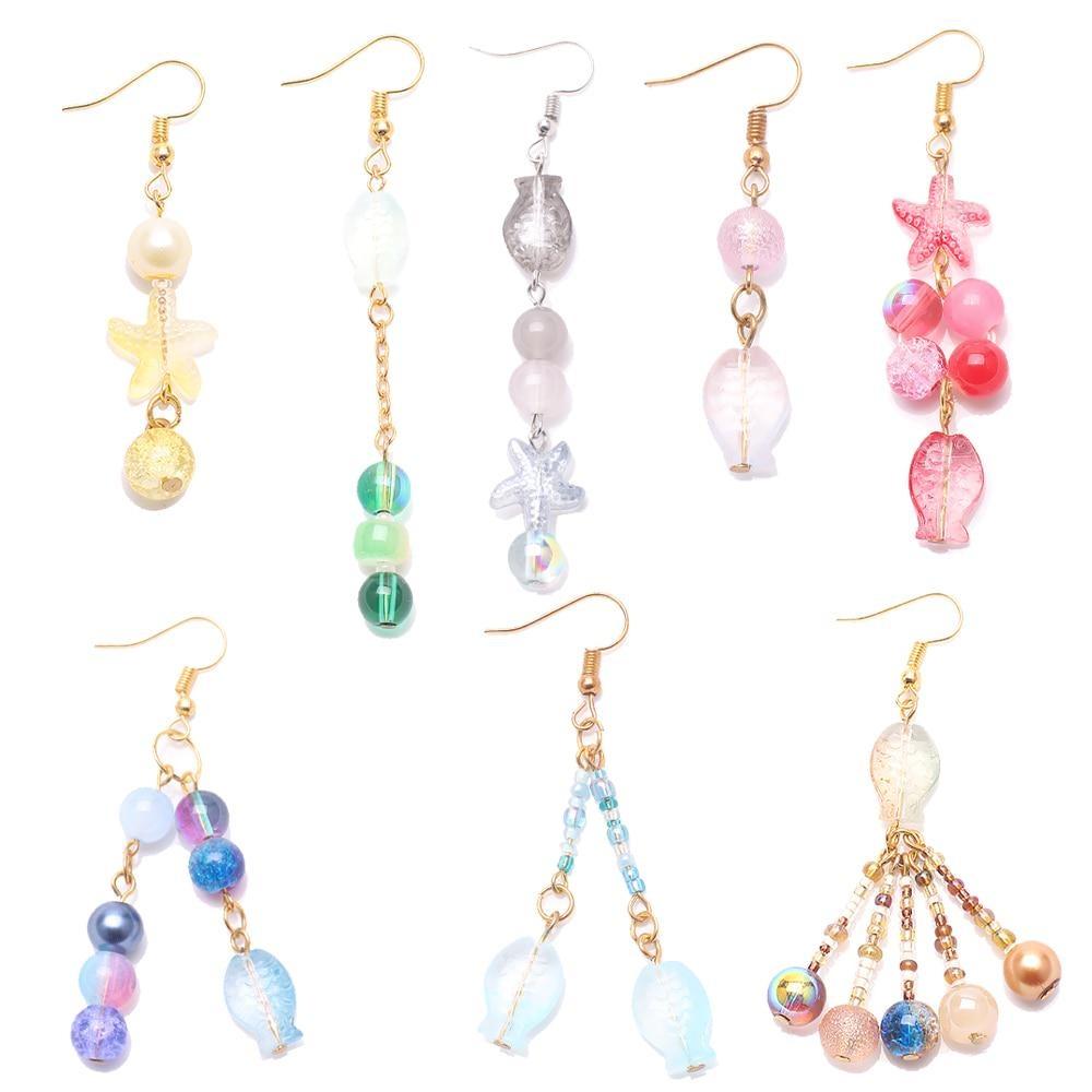 10 Grids/Box Kristall Glas Perlen Schmuck Herstellung Kits Naturstein Seestern Fisch Handwerk Für DIY Armband Halskette