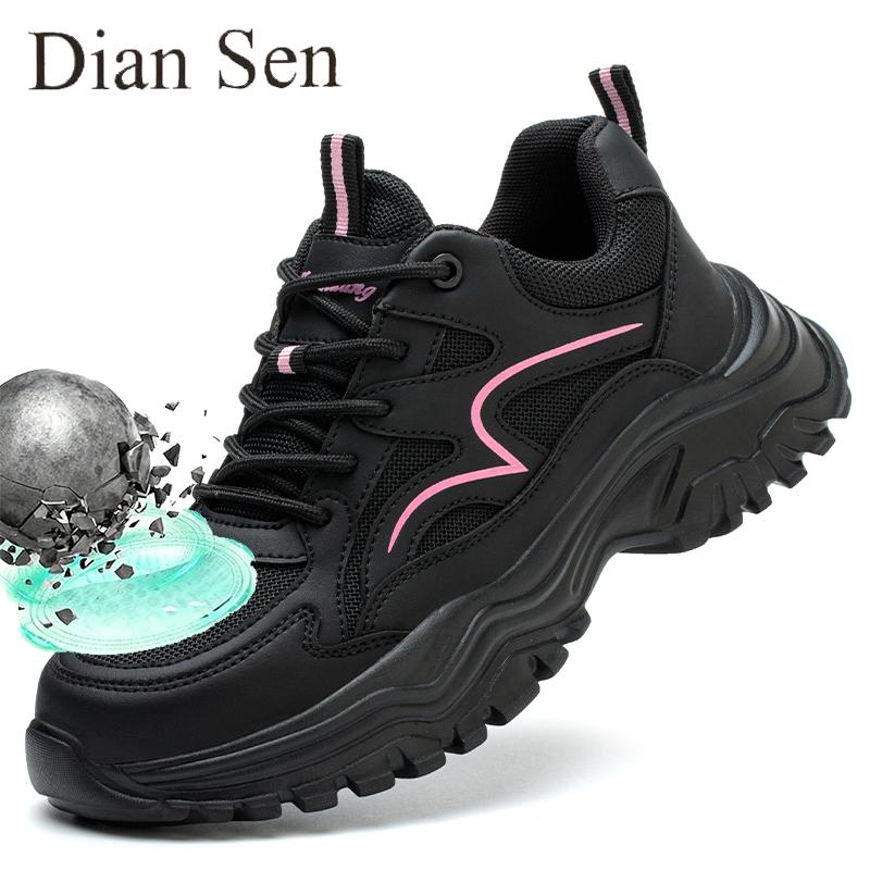 Women Safety Shoes Steel Toe Work Boots Slip Resistant Wear-Resisting Anti-Puncture Laobao Shoes For Forging Workshop Black