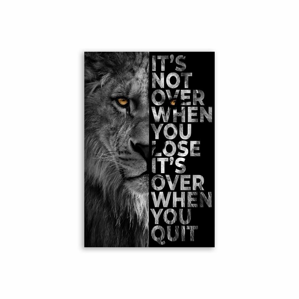 Animals Inspirational Wall Art Black and White Poster Lion Head Prints Motivational Quote Picture Canvas Painting Office Decor