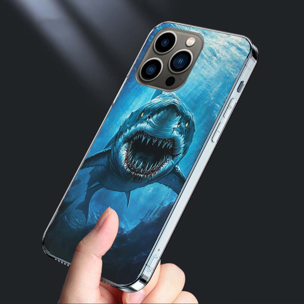 The Mouth of the Deep Sea Evil Shark Phone Case For Iphone 16E 15 Pro 14 Plus 17E 16 17 Pro Max Air 11 12 13 Mini Shockproof