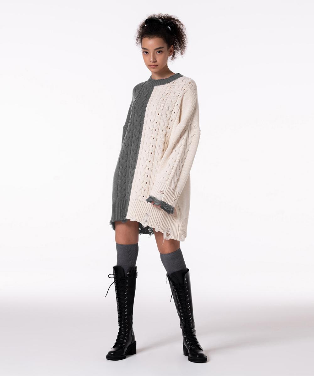 Make A Toast Twist Reversal Knitwear Mbcfnt001Gr Gray/Ff