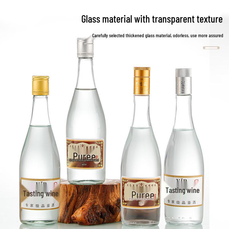 500ml Transparent Lead-Free Glass Wine Bottles - Refillable and Sealed Baijiu Containers