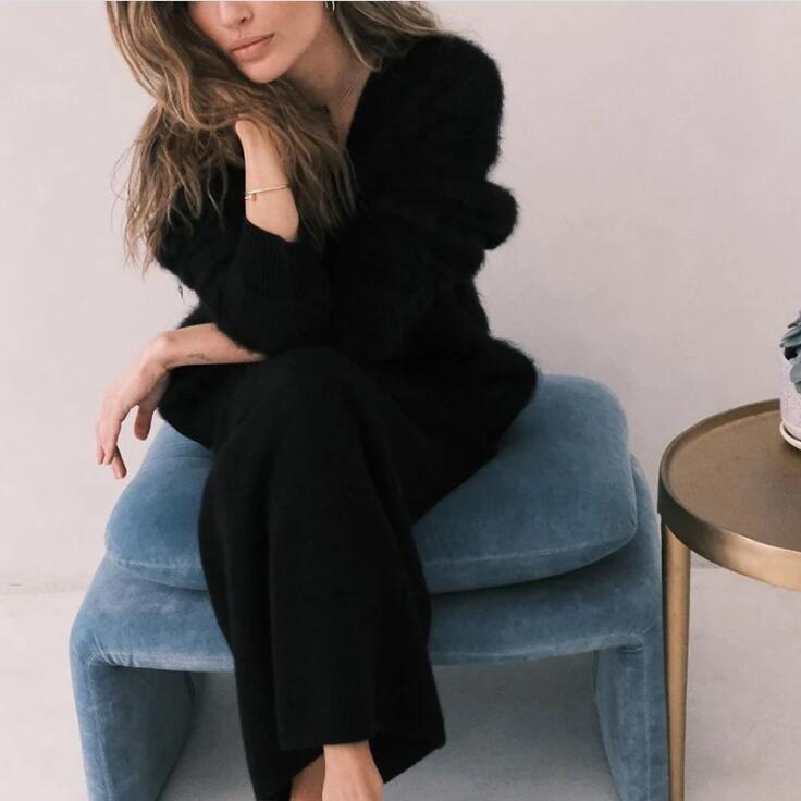Women's Cardigans Korean Fashion V-neck Sweater Coat Long Sleeve Oversized Sweater Female Buttons Solid Knitted Jacket Women
