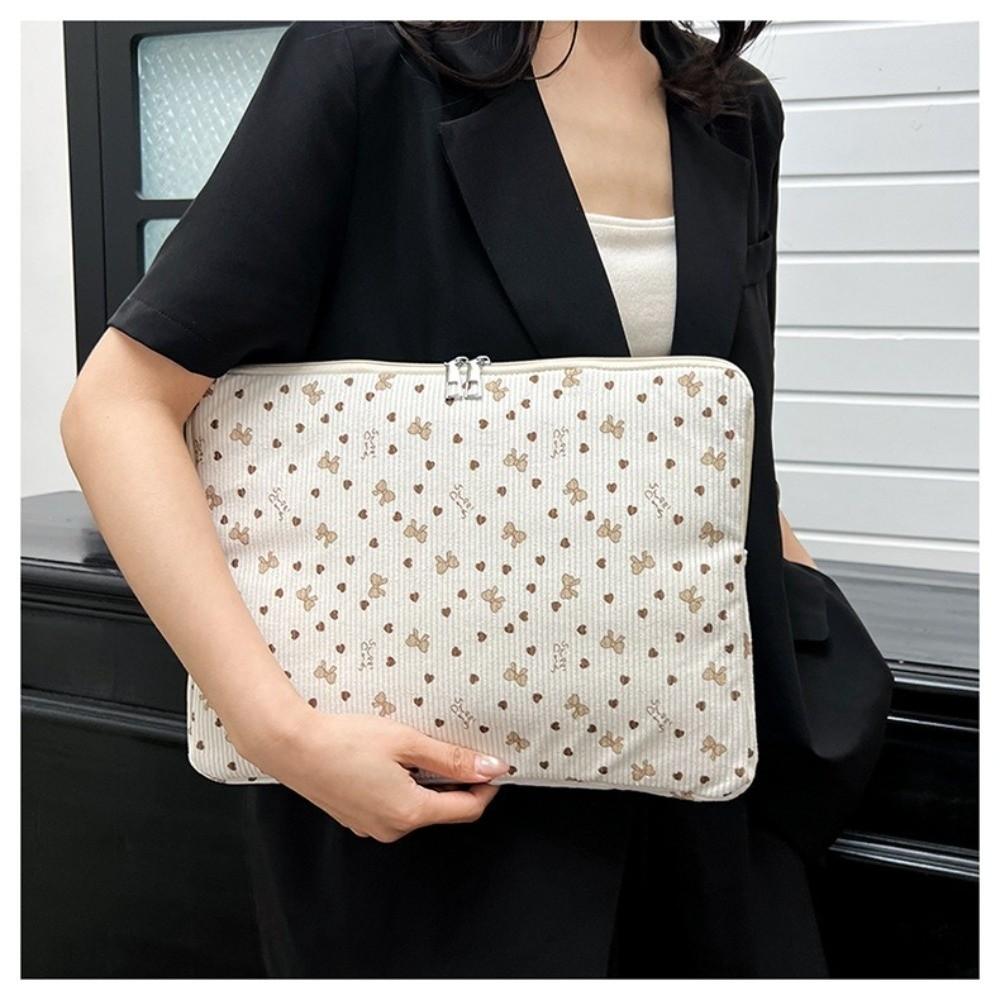 New Corduroy Laptop Case Protective Shockproof Laptop Sleeve Flower Print Lightweight Tablet Protective Pouch School