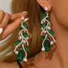 Elegante Statement-Ohrringe mit vollem Strassbesatz für Damen, Legierung, Geometrisch, Hängend, Hochzeitsfeier Schmuck