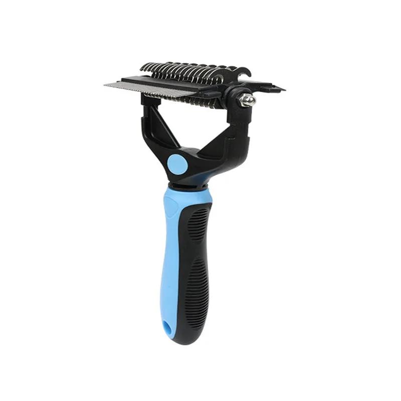 

3 In 1 Pet Deshedding Brush Dog Hair Remover Fur Knot Cutter Comb for Dogs Cats Puppies Grooming Shedding Supplies Gentle XS синий