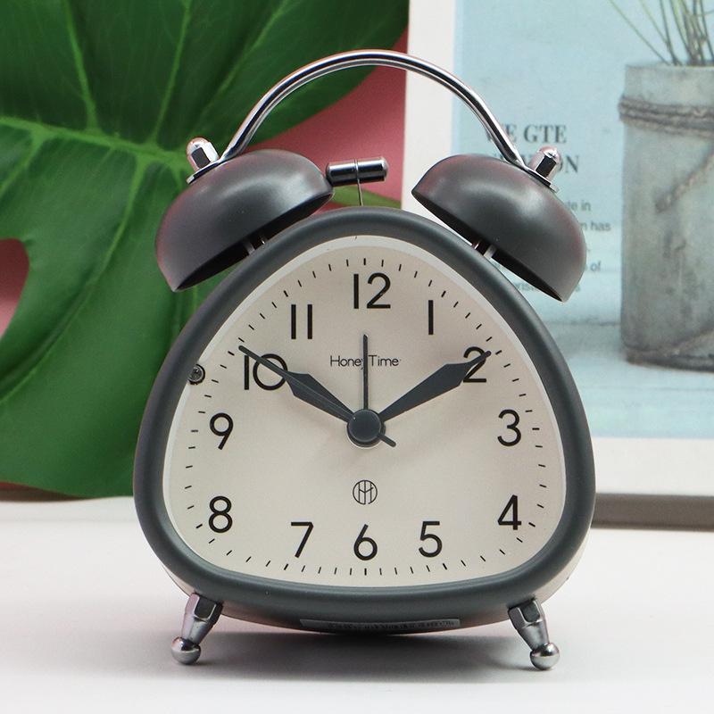 Primary and Secondary School Students Use Large Ringtone 3-inch Metal Ringing Alarm Clock for Home Bedside Silent Sweep Second Night Light Clock