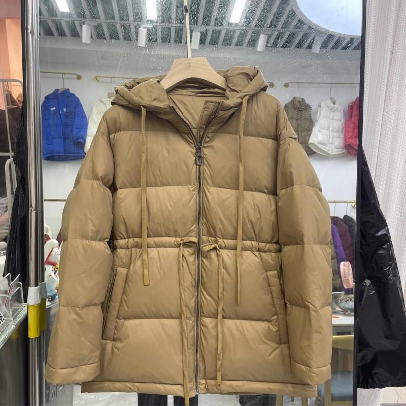 Womens Puffer Coat 2025 Winter Mid-Length Hooded Slim Fit Down Jacket Coffee Olive Black